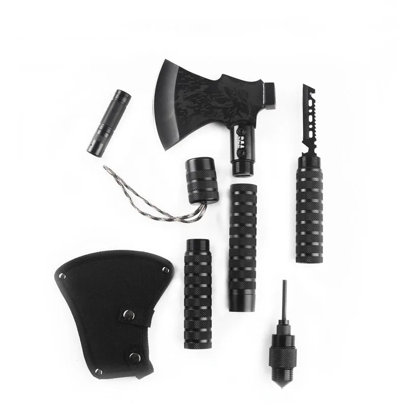Тактический Мультитул Tomahawk, многофункциональный съемный топор со светодиодом, для выживания на природе, кемпинга