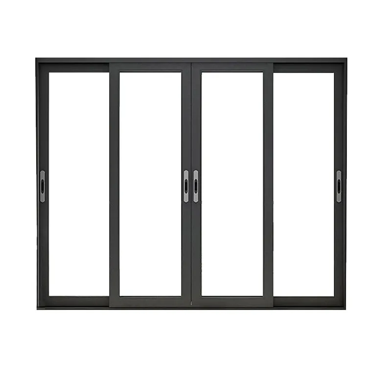 Double Glazed Black Aluminum Frame Sliding Glass Door Weatherproof and Soundproof for Villas Patio Exterior