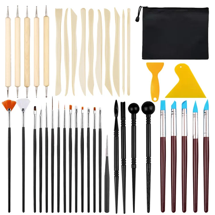 Pottery Sculpting Tools Kits with Oxford Fabrics Bag 42PCS Clay Tools Set for Beginners Professionals Kids