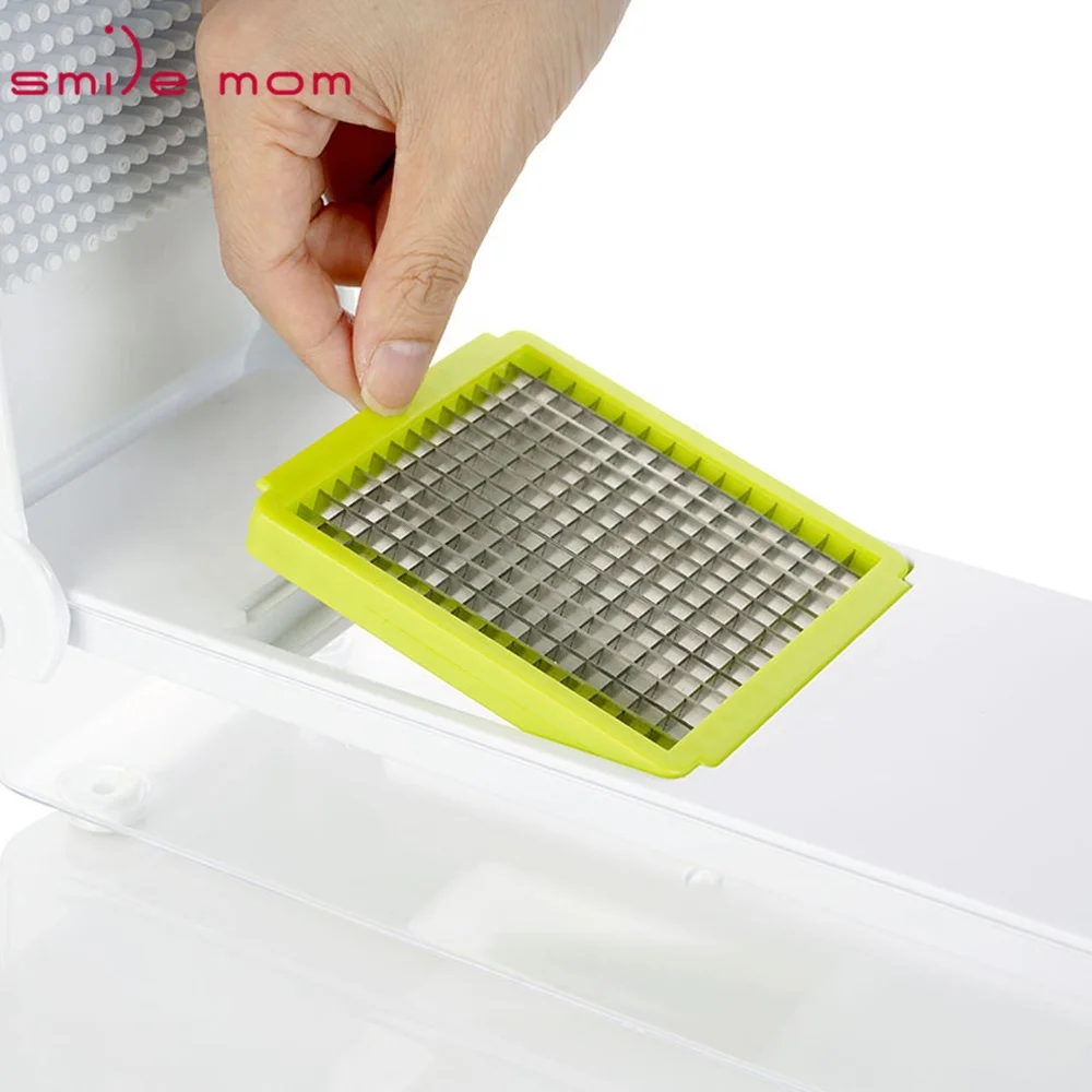 Multifunctional Mandolin slicer Smile mom 4 in 1 Kitchen Plastic Manual Onion Slicer Vegetable Dicer With Hand Guard