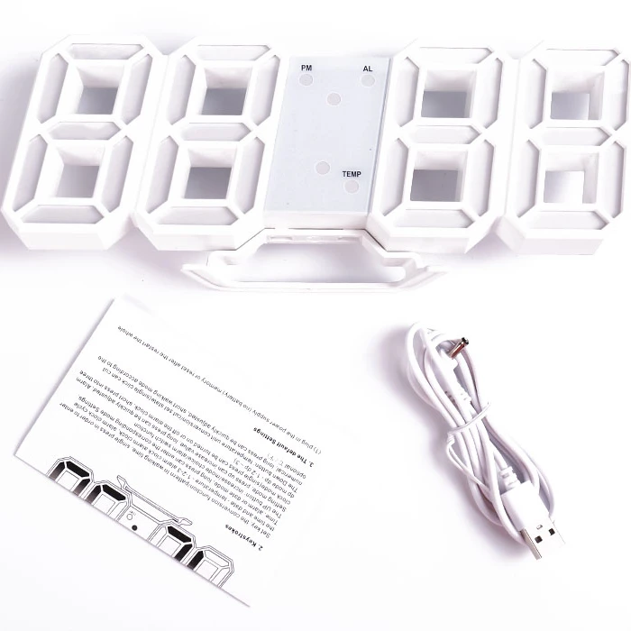 3D Led Desk Wall Clock Digital Clock Watch Timer Night Light Alarm Clock For Warehouse Office Living Room Brightness Adjustable