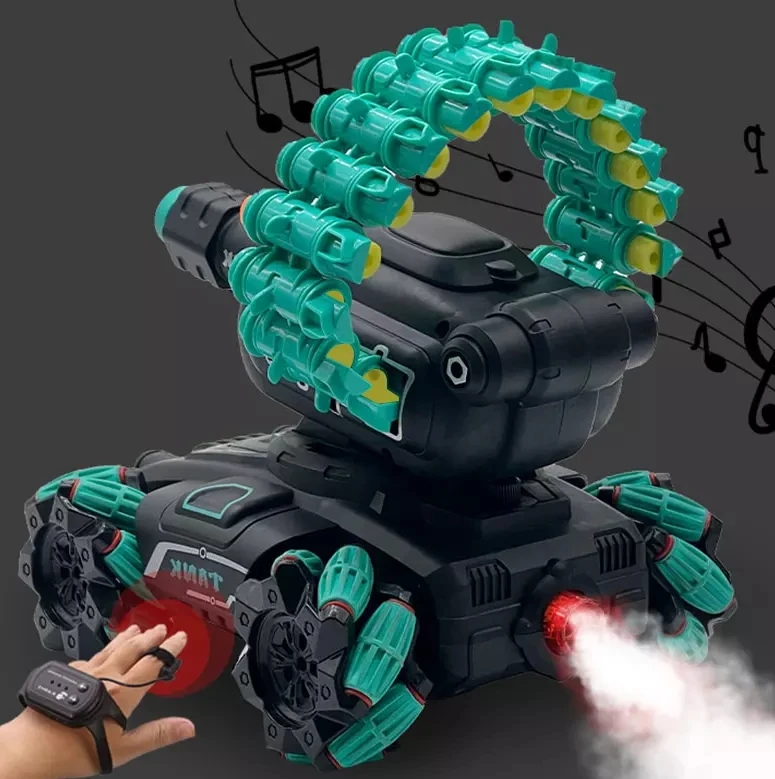 New Trend Stunt Car Infrared Laser Targeting Water Bomb Rc Tank Toy 2.4g Dual Remote Control 360 Degree Rotation Gesture Rc Car