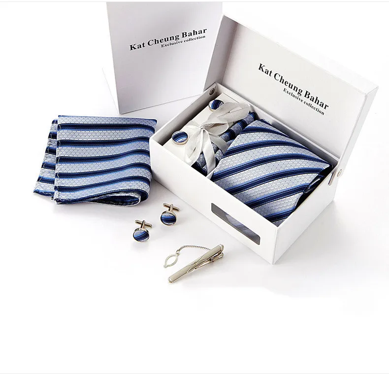 
Men new six-piece unique business striped tie gift set 