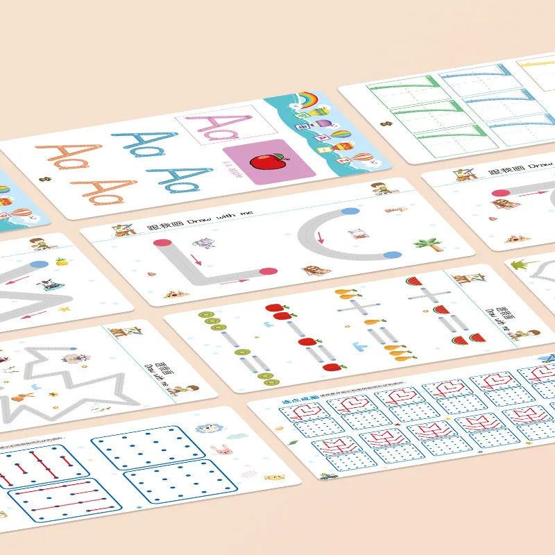 Hot Sellers Children Tracing Books Workbook Set Kindergarten Erasable Exercises Puzzle Education Toys Pen Montessori For Kids