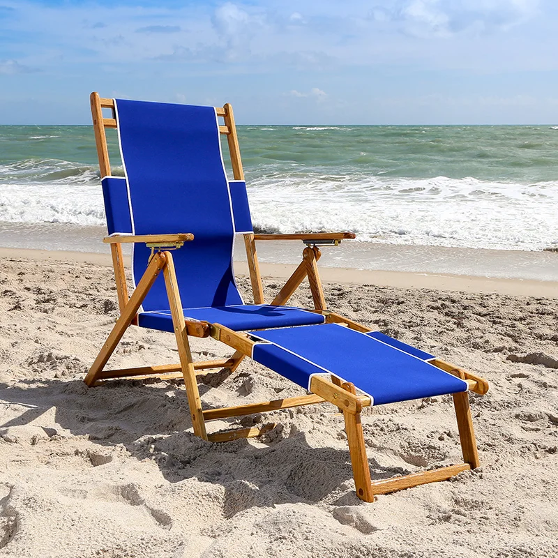 blue modern wood high end adjustable folding sun bed camping beach tanning massage patio furniture pool outdoor chaise lounge