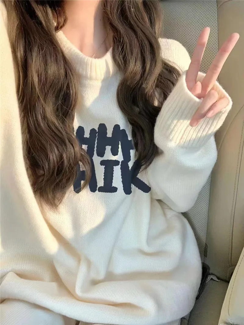 Mori Female Casual Pullover Soft Sticky Knit Sweater Versatile Lazy Wind Design for Fall/Winter Spring Niche Ruffles Decoration