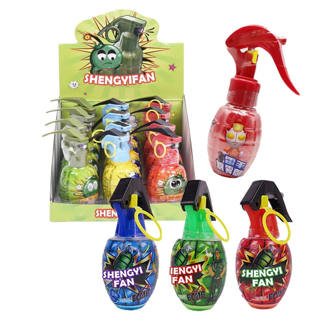 Preferential wholesale candy toys hot sale Grenade shape fruit sour liquid candy spray