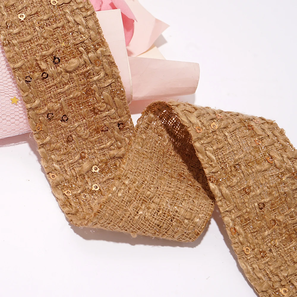 custom design sequin ribbon luxury flax