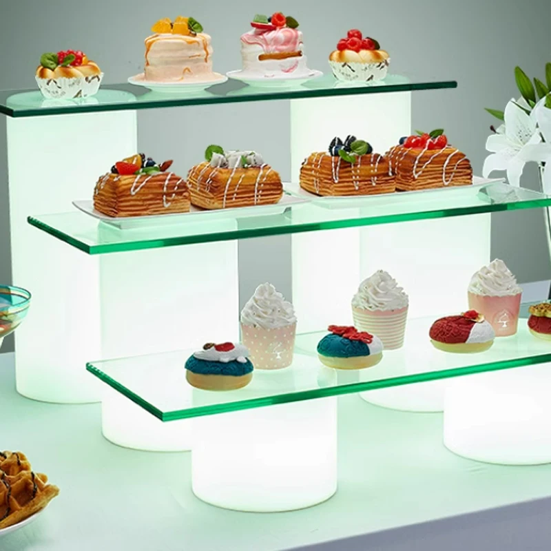Factory Custom Led Light Acrylic Display Stand Fashion Buffet Food Display Stand