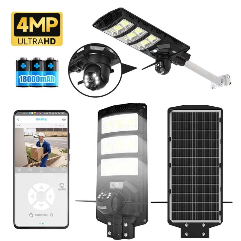 2024 All-weather Security Protection with 4G Connectivity and 4MP HD Solar Camera with Street Light for Remote Farm Monitoring