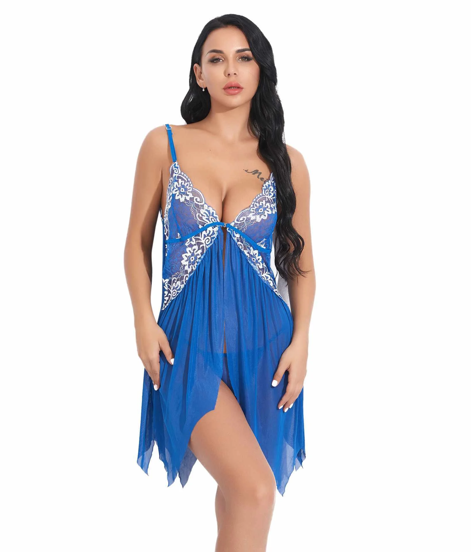 Sexy Women Lingerie Lace Babydoll V Neck Sleepwear Strap Chemise