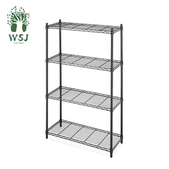 4 Tiers Chrome and Powder Coated Metal Storage Wire Shelf iron wire mesh storage+holders racks Mobile Metal wire display racks