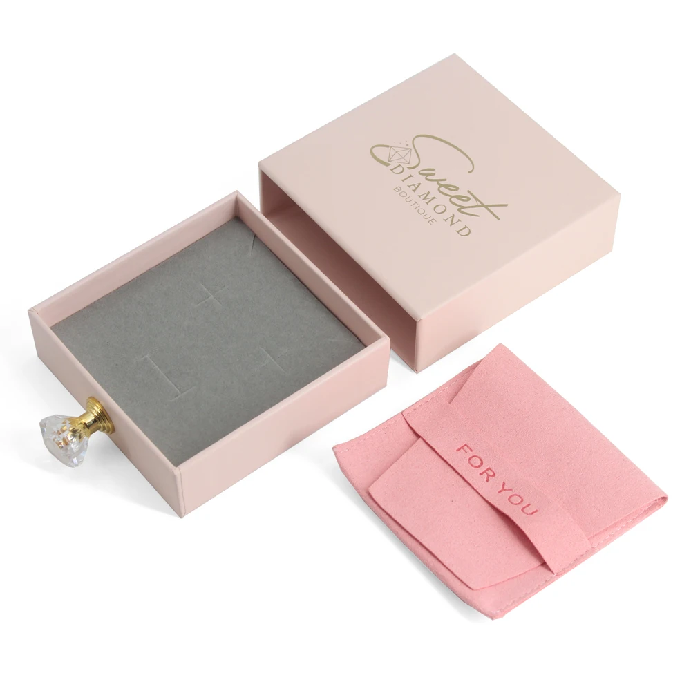 Custom Logo Luxury Paper Cardboard Small Pink Gift Packing Box Earring Packaging jewellery Jewel Jewlery Jewelry Box Packaging