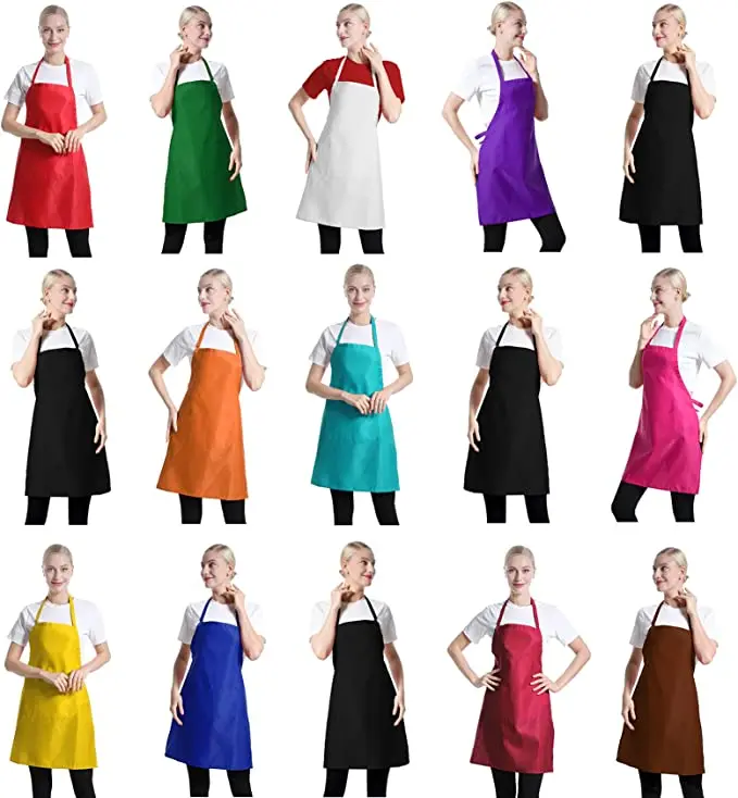 Wholesale Custom Logo Polyester Waterproof Chef Cooking Aprons For Cafe Restaurants Kitchen Apron