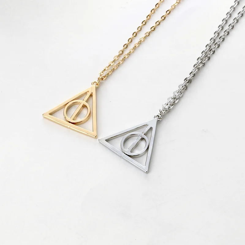 Wholesale Harry- Potter Death Hallows Triangle Necklace Rotating can  remove Pendant