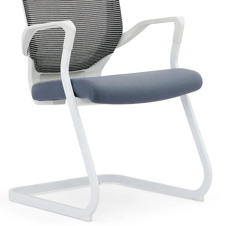 Белый стул для встреч, сетчатый стул для посетителей, средняя спинка с креплением для саней