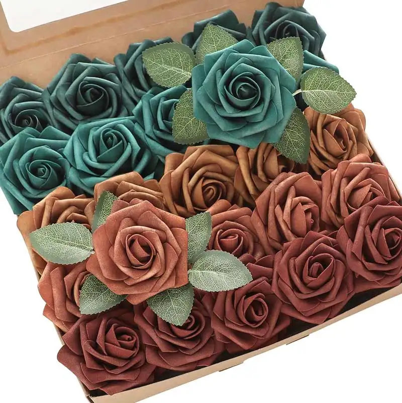 Hot Selling Single Stem Artificial Flower Pink Roses Real Touch Latex Silk Rose For Wedding Home Decorative