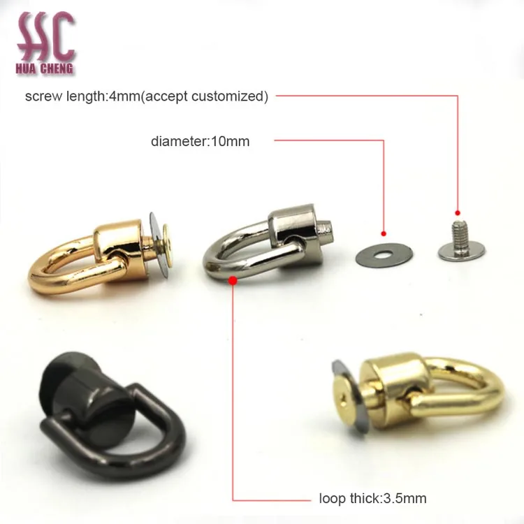 Wholesale stocks metal brass rivets Nail Round Nipple Screw With Ring for leather Ring screw rivet studs for handbag shoes