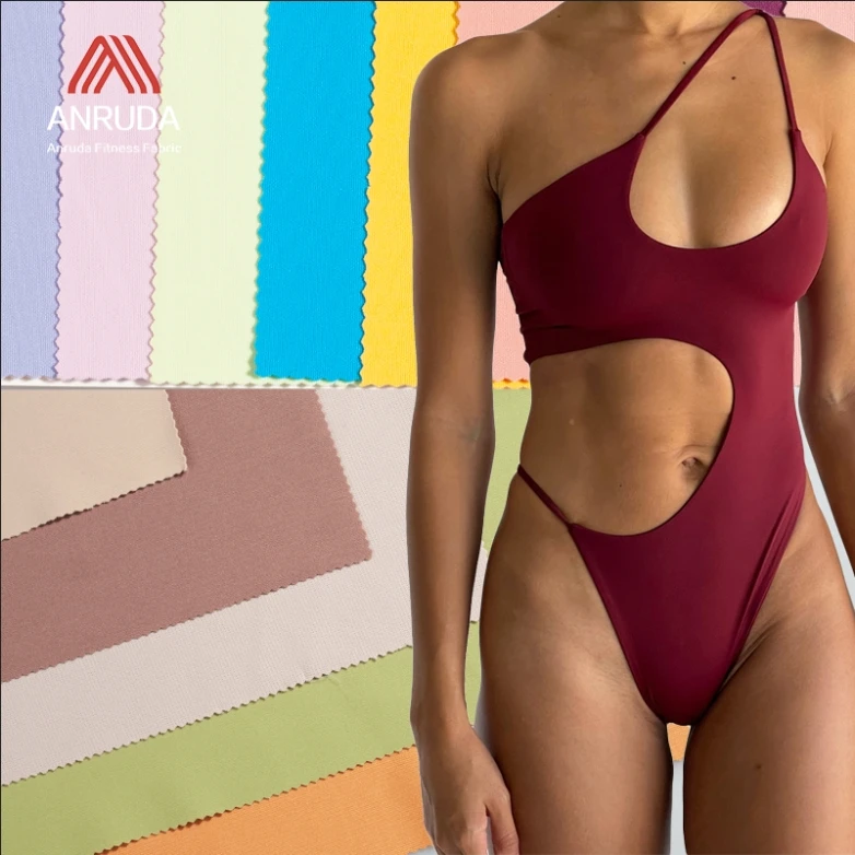 A002 High Density Plain Dyed Soft Stretch Polyester Spandex Bikini Swimwear Swimsuit Fabric For Beachwear