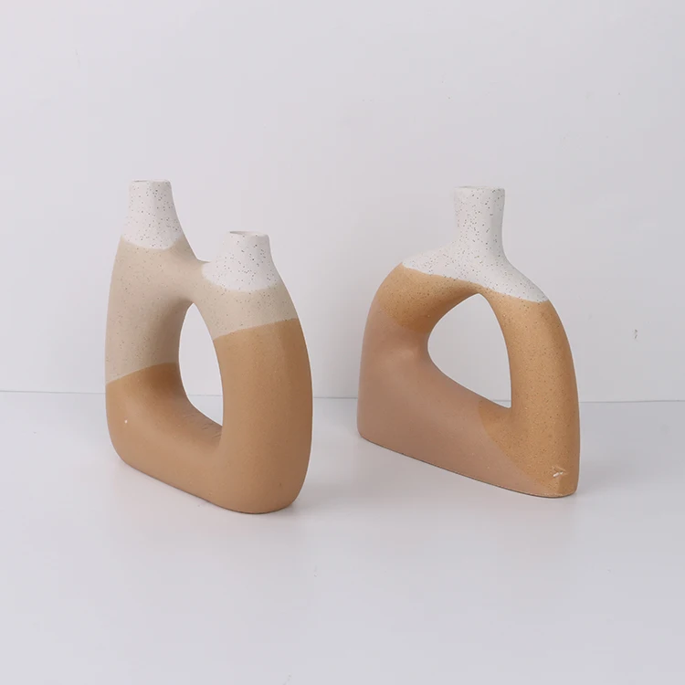 K&B custom antique hollow abstract design stone bud ceramic & porcelain vases for flowers home decor