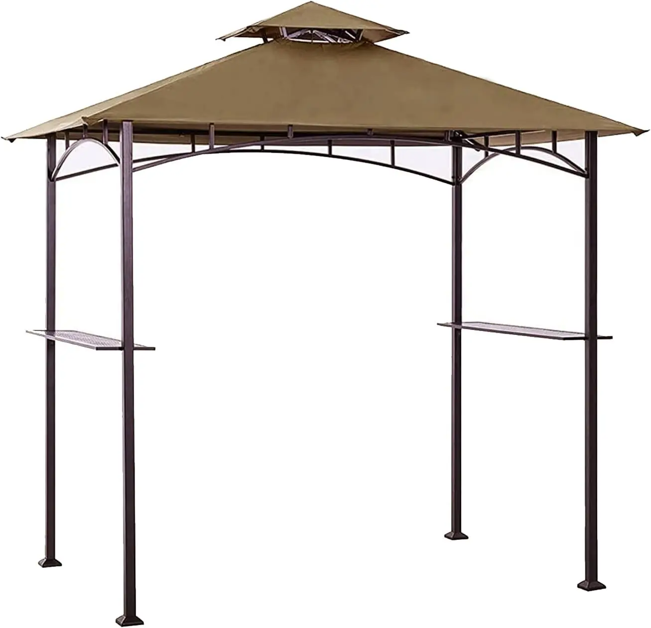 Replacement Gazebo waterproof roof, brown square barbecue cover the arbor, double air vents