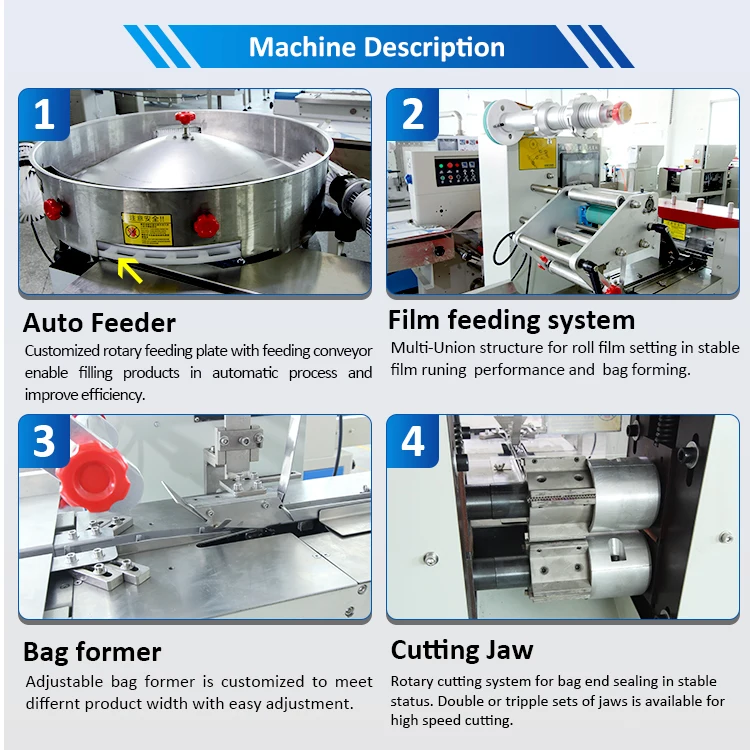 Fully Automatic Hard Candy Chocolate Balls Flow Packing Machine with Auto Feeding