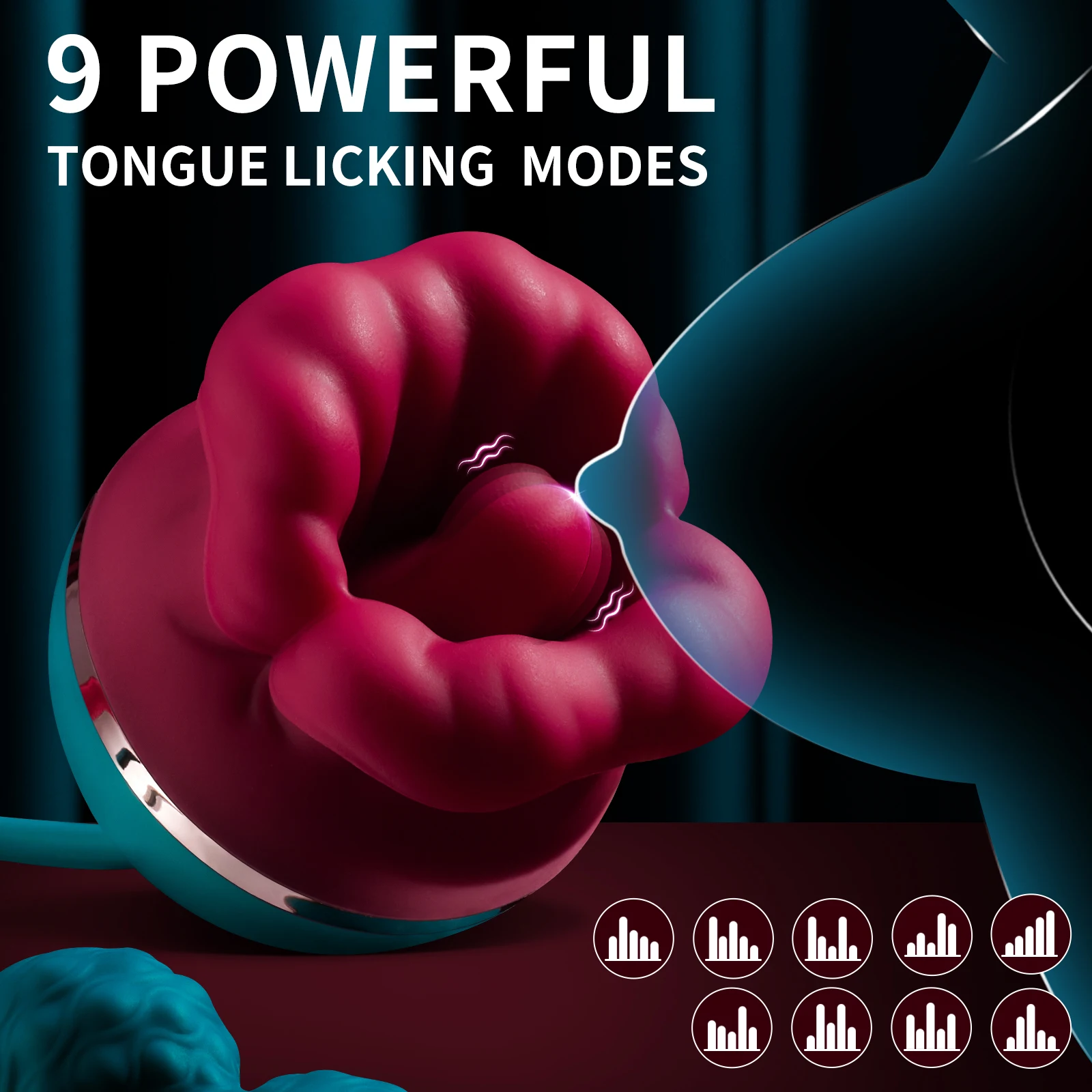 AAV Mouth-Shaped Rose Clitoral Tongue Licking Thrusting G Spot Dildo Nipple Licker Vibrator Adult Sex Toys for Women Couple