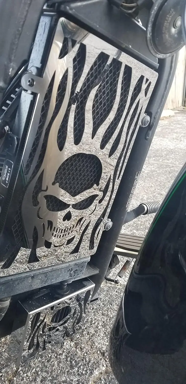Motorcycle SKULLFIRE Radiator Cover Guard Grill Grille Shrouds Cooler Protector Compatible with Kawasaki Vulcan 400 Vulcan 800