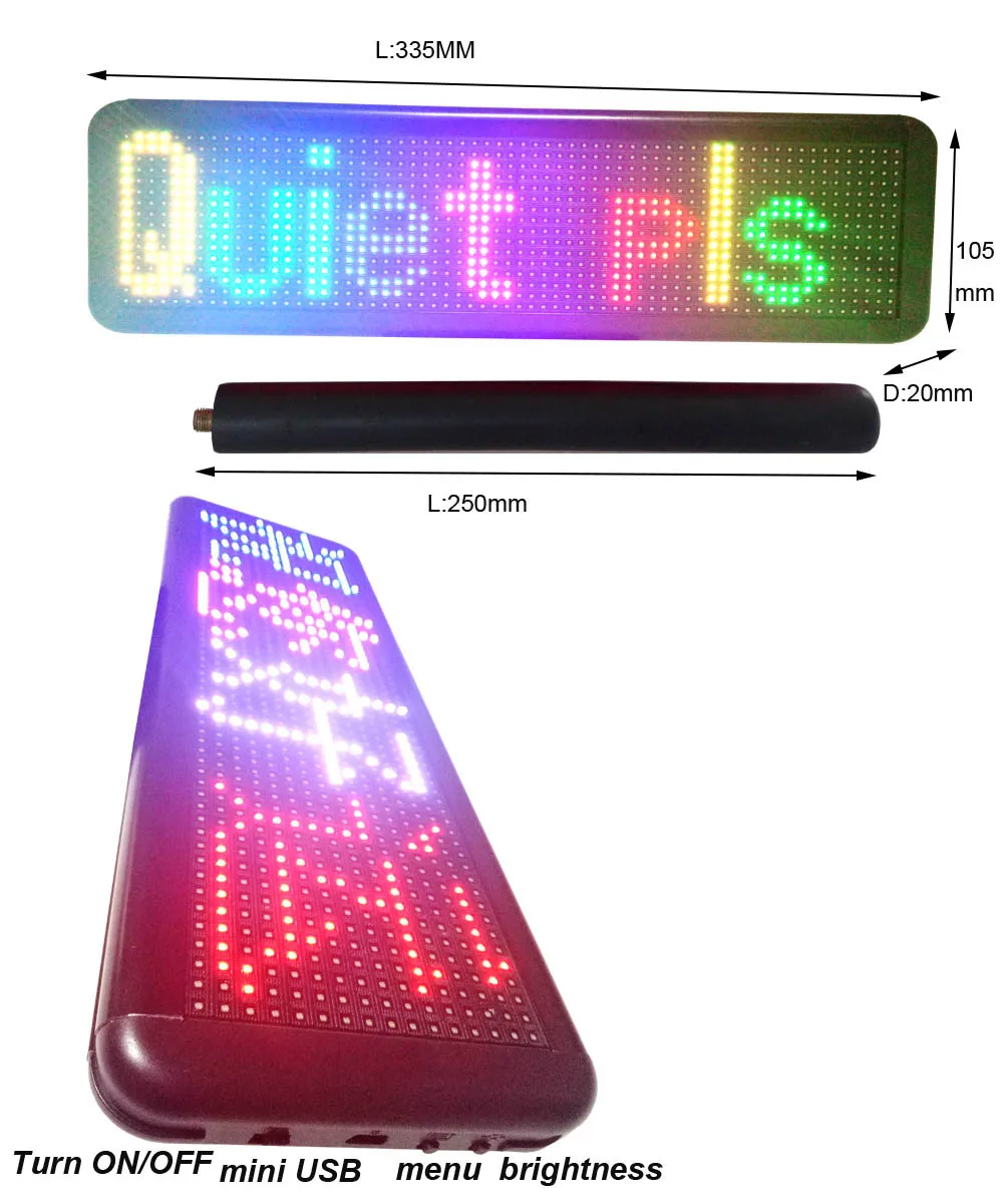 Smart App Programmable Hd Pixels Diy 4-Word P4.75-16X64 Rgb Conference Table Car Led Full-Color Display Oem Factory Wholesale