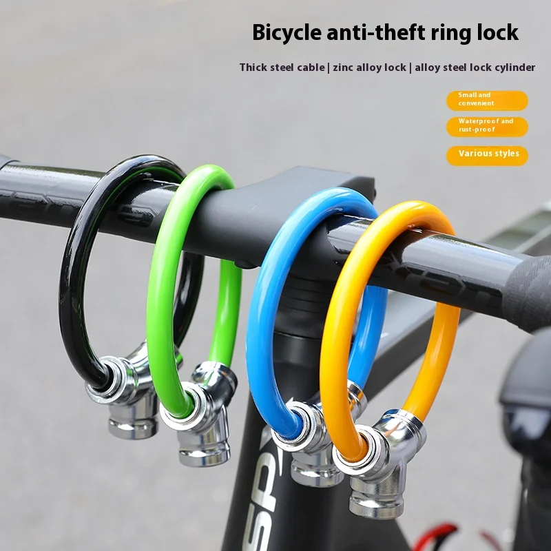 Colorful Anti-Theft Mini Zinc Alloy Bicycle Ring Lock Portable Safe U-Style U-Lock for MTB Mountain Bikes Made Silicone Cable