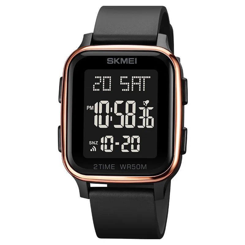 OEM Skmei 1858 Fashionable Black Personalized Trendy Sports Hot Selling Electronic Watch Square Waterproof Digital Watch
