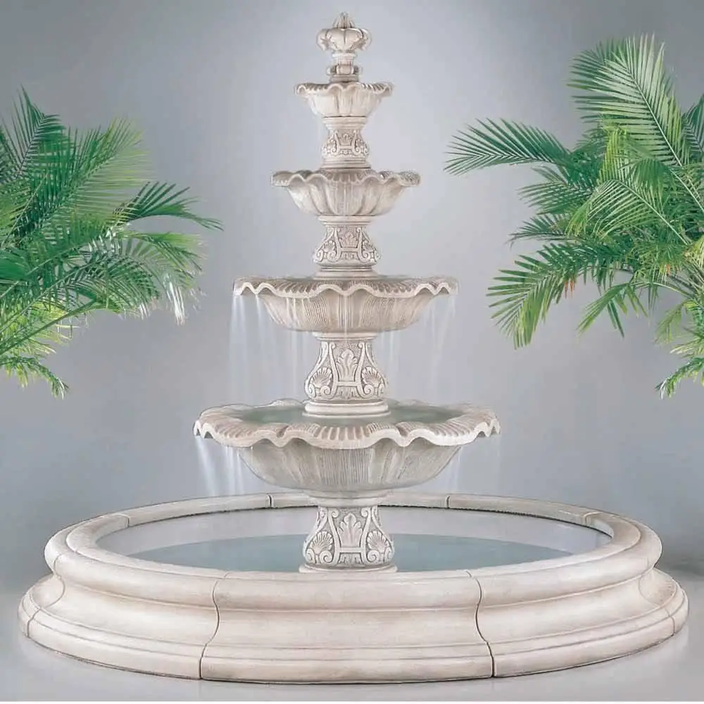 Outdoor Natural Hand Carved White Marble Fountain Waterfall for Garden Yard