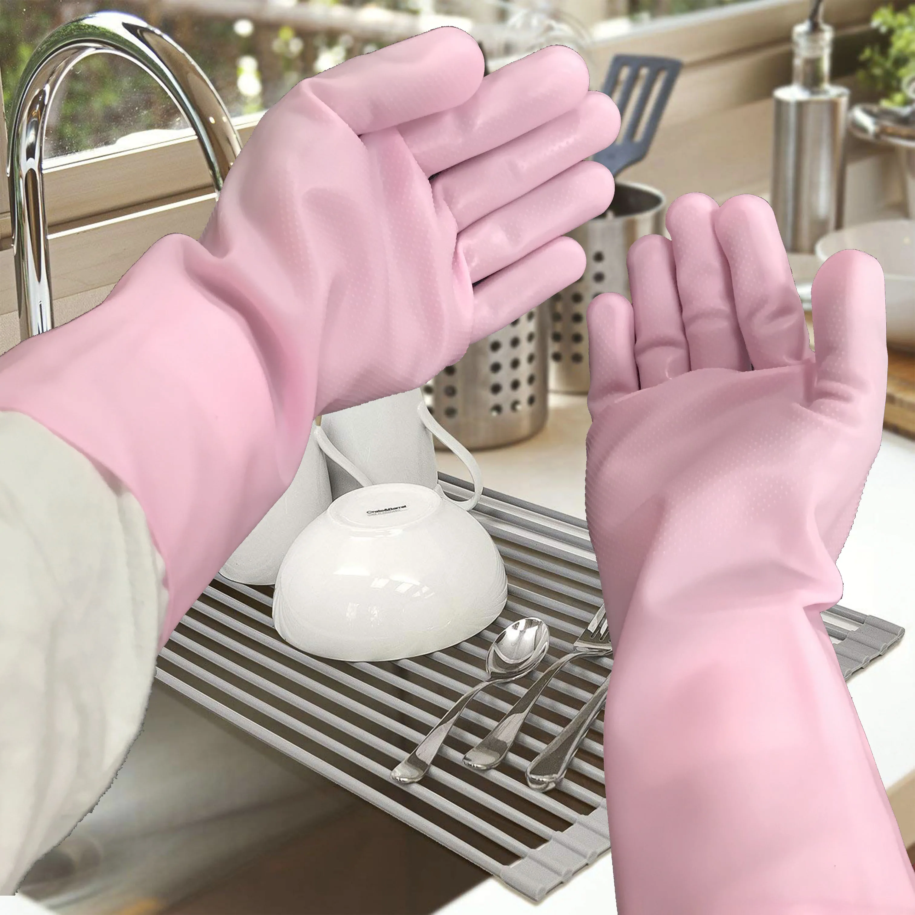 Reusable Silicone household Gloves silicone kitchen accessories dishes washing pet gloves for dog bath washing