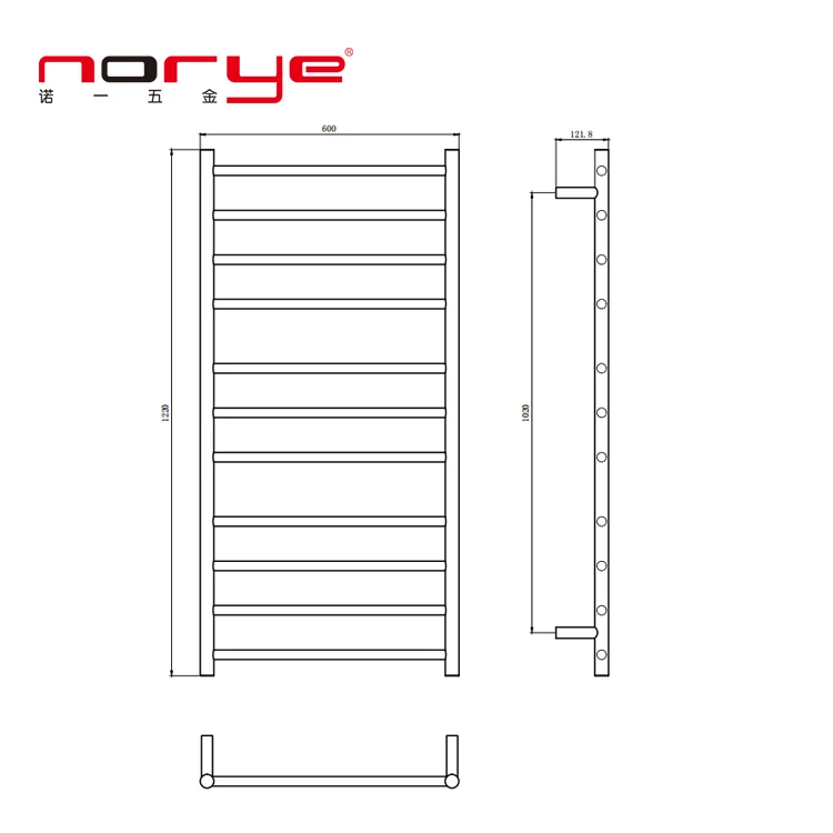 Bathroom wall heater Electric Heated Towel Rail Wall Mounted 304 Stainless Steel Heated Towel Warmer,11 Bars Drying Rack