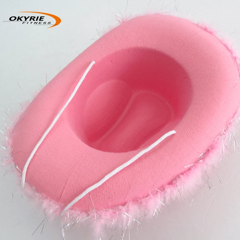 Новинка 2022, ковбойская шляпа OkyRie для карнавала розового цвета, ковбойская шляпа для костюмированной коровки с розовыми перьями и перьями Марабу