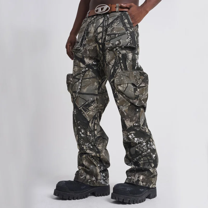 kargo pants for men custom 100% cotton track pants streetwear polyester with side pockets tactical camo cargo pants