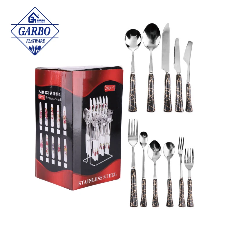 Silver Stainless steel coffee spoon with ceramic long handle stainless steel latte coffee measuring spoon set