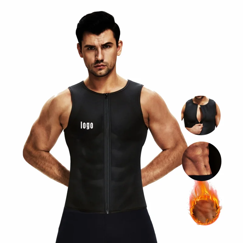 
2021 custom logo Sweat Suit Men Workout Gym Sauna Suit Tank Top neoprene Waist Trainer Vest ptivate label 