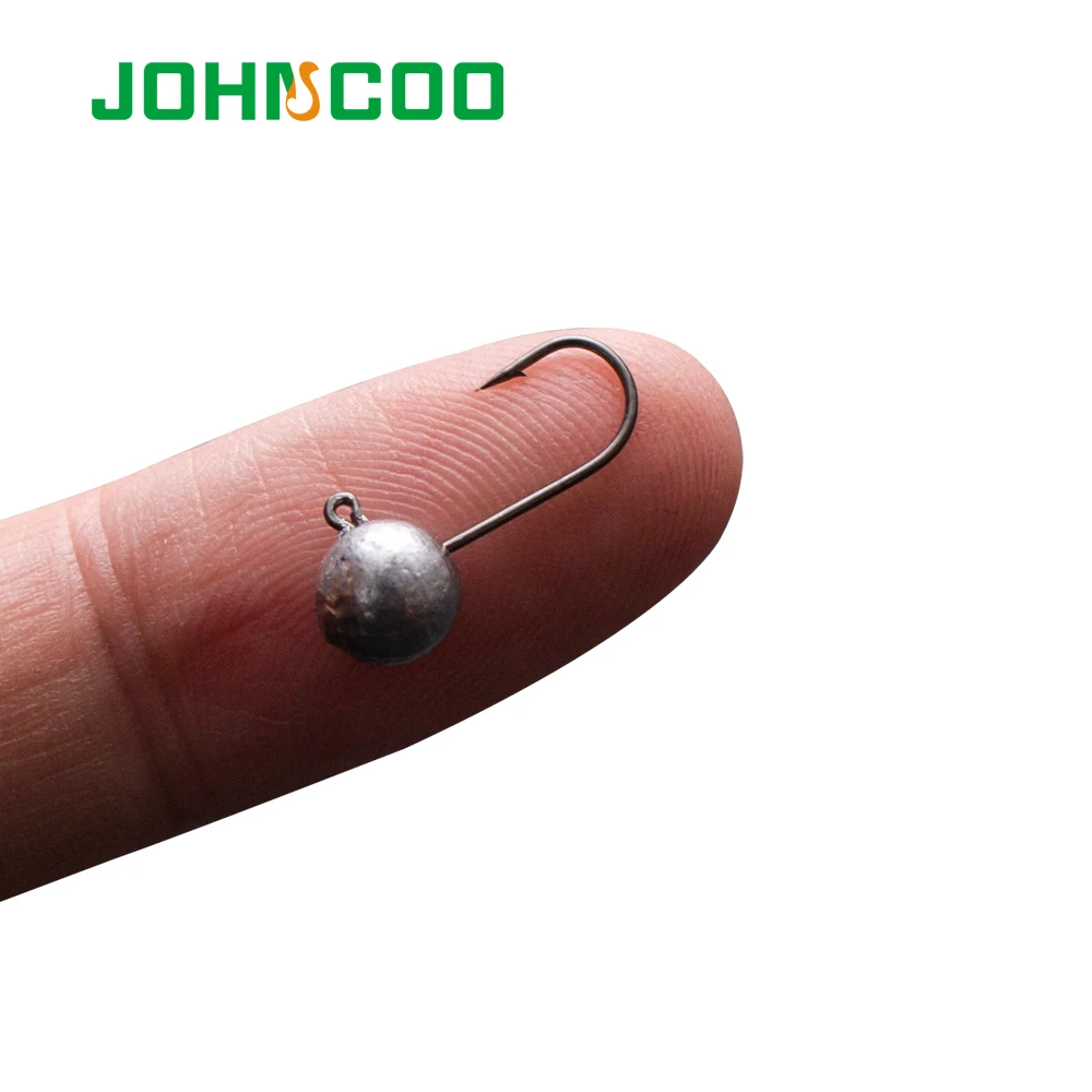 JOHNCOO 1g/1.5g/2g/3g/5g/7g  Soft Worm Fishing Hook 10pcs Jig Head Hook Barbed Single Fishhook Lead Head Hook