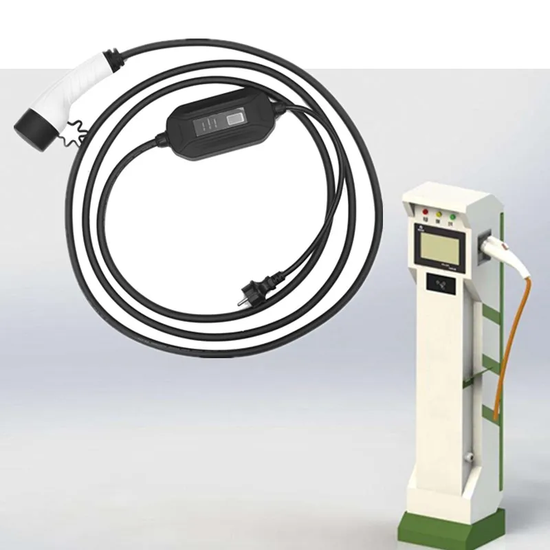 J1772 8A 16A 32A 40A регулируемый ток Тип 2 ev зарядный кабель с задержкой запуска светодиодный