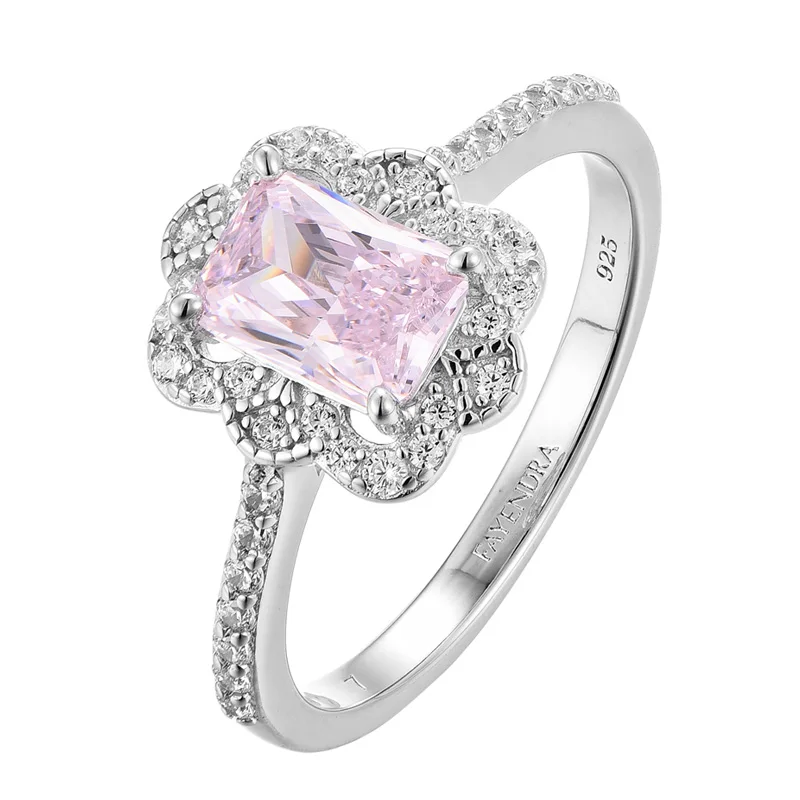 Fashion 925 Sterling Silver Jewelry emerald cut rings Ruby Ruby Engagement Rings for Women