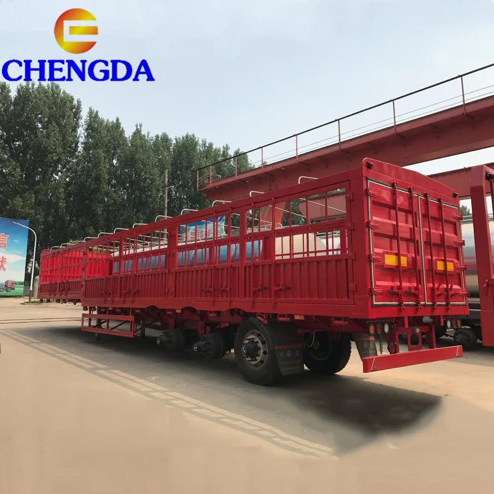 China Used Fence Semi 50 80 Ton Cattle Livestock Cargo Truck Trailer