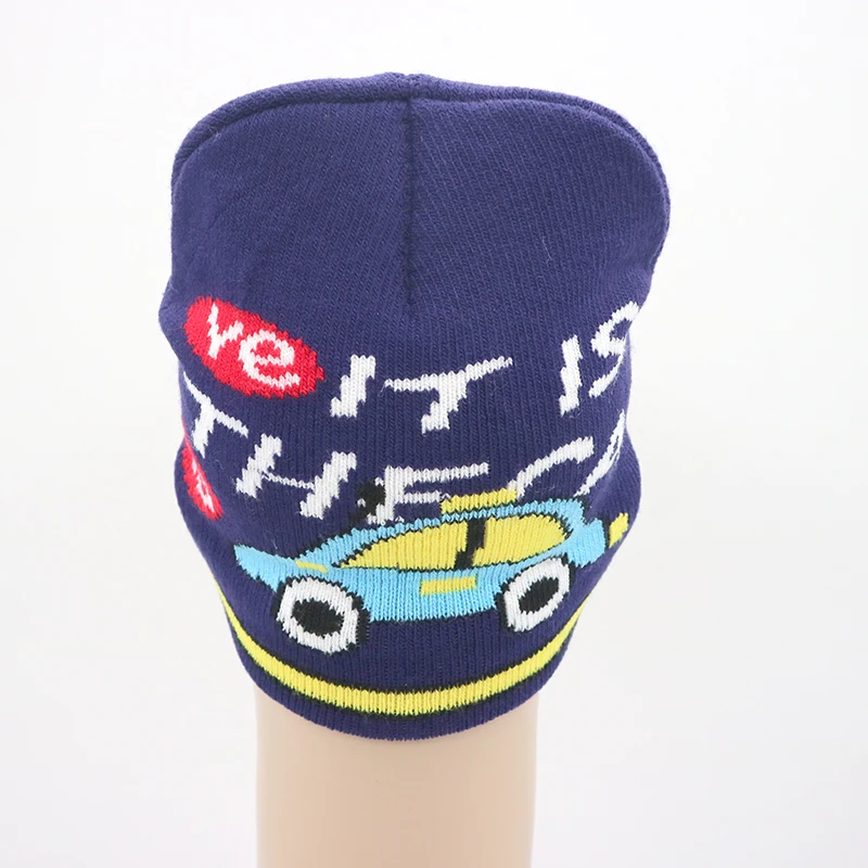 Sewingman B0658C Cartoon Car Jacquard Knit Hats Winter Baby Beanie for Kids