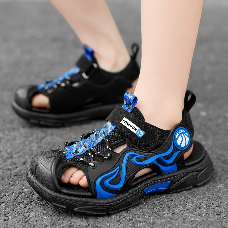 Custom manufacturer factory new style design footwear fashion children basketball sandals sport beach sandals for boys kids