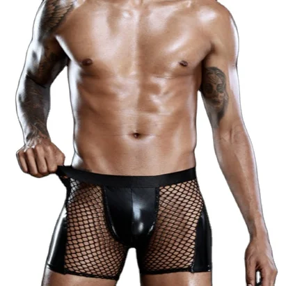 Черные сексуальные мужские боксеры Jsy в Европе и Америке, имитация лакированной кожи со вкусом, нижнее белье