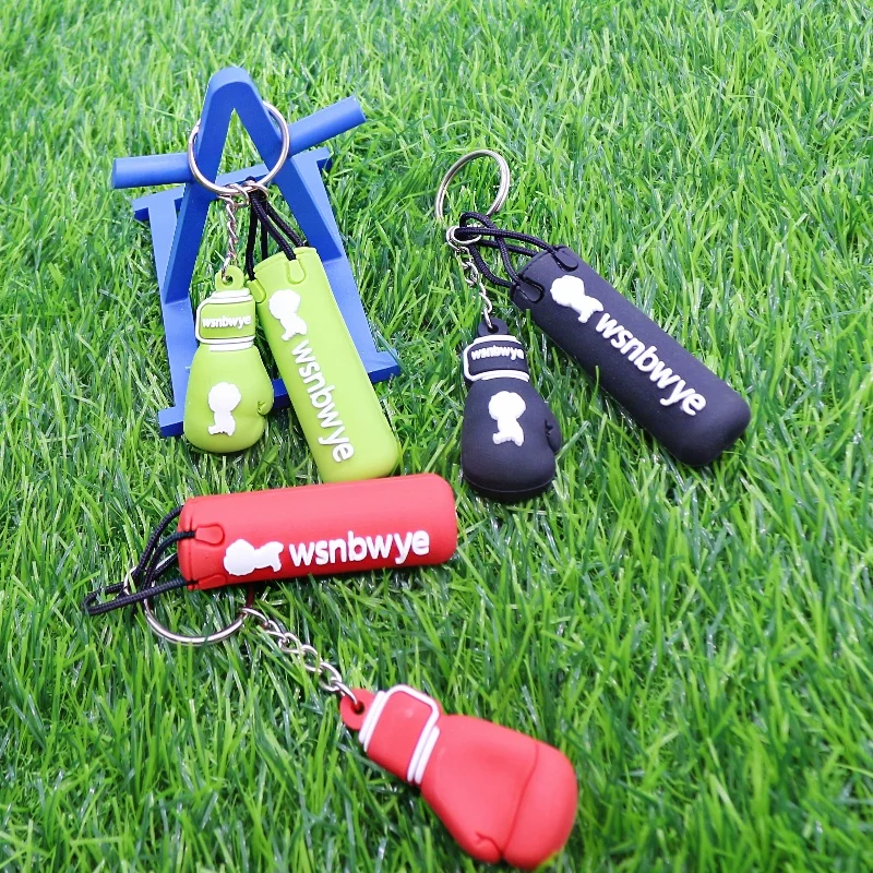men boxing gloves hanging car Keychain llaveros wrecking ball punching sandbag designer bag supporter punching bag Keychains