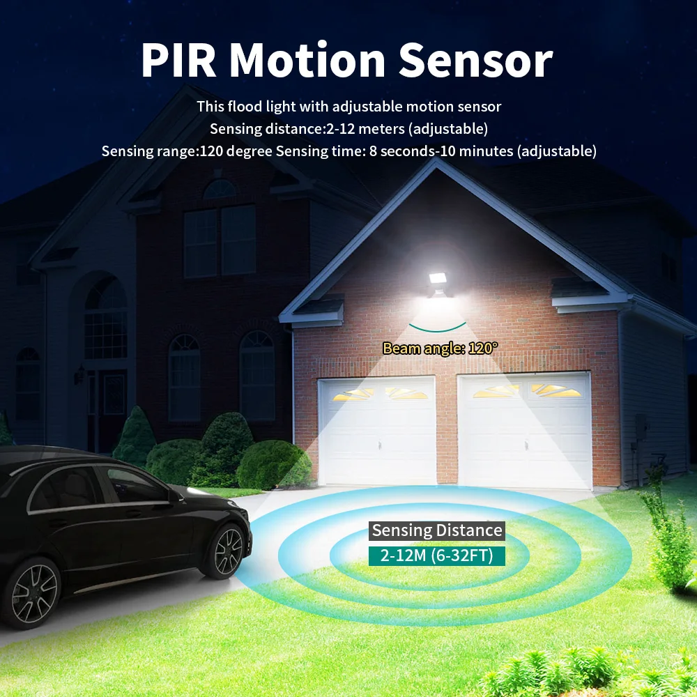 KCD Garden 10w 24w 30w 50w 100w Floodlight Projector Lighting Spotlight Wall Flood Lights With Motion Sensor 3000 Lumen