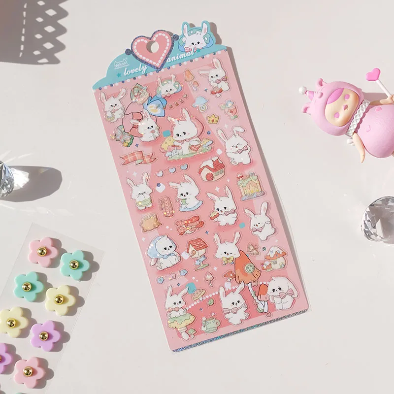 Nekoni Kawaii Stickers Decal Vinyl Waterproof PVC Cute Animal Dog Cat Bunny Bear Pig Sheep Glitter Stickers
