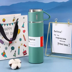 2023 Hot sale 500ml Stainless Steel Thermos Coffee Tumbler Water Bottle Business Gift Cup Vacuum Flask Set with 2 Cups