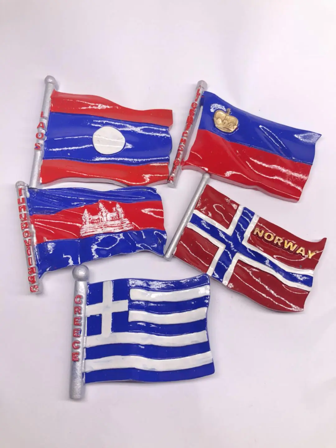 Wholesale custom hand-painted world tourist souvenirs national flag shape fridge magnet